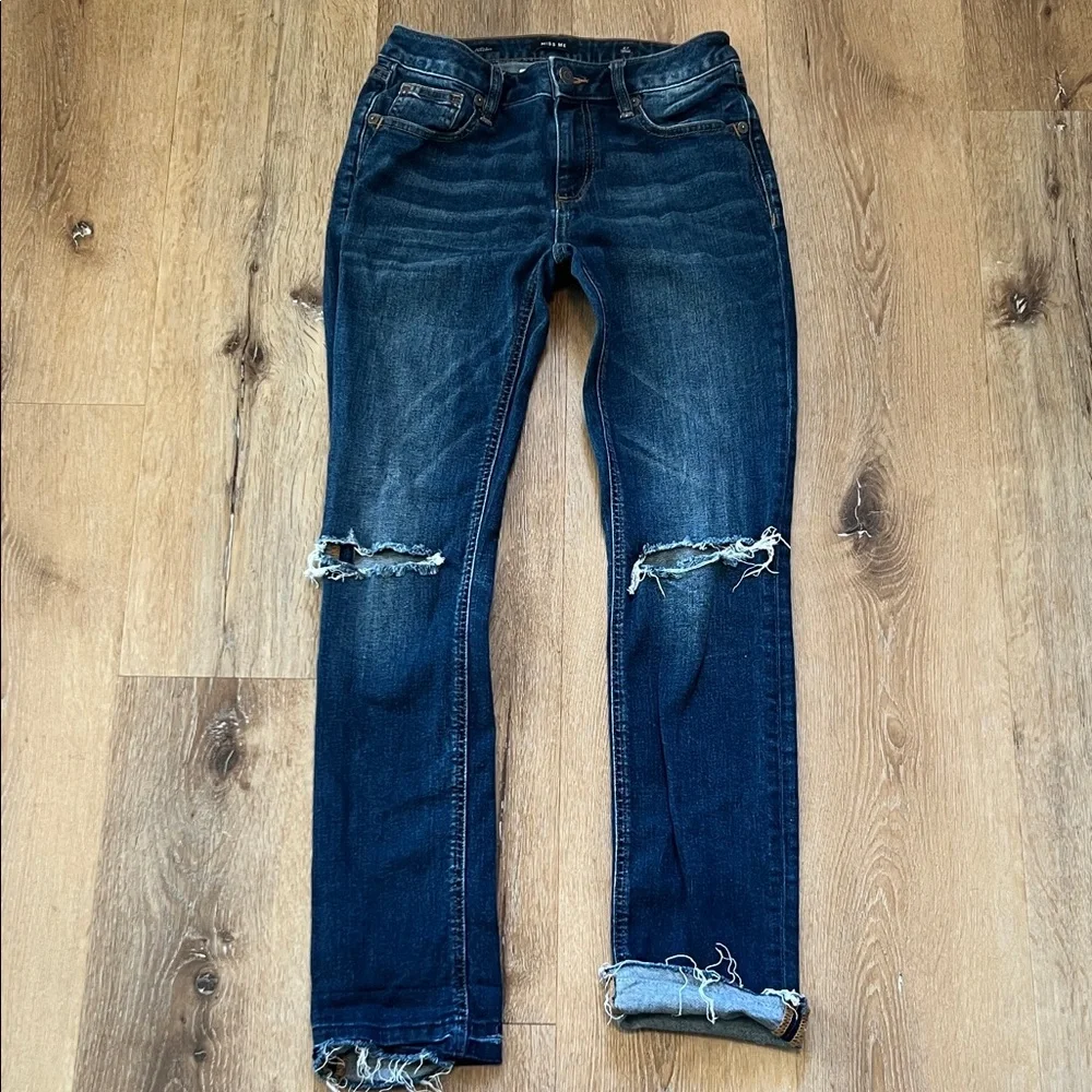 Miss Me Ankle Straight Distressed Blue Jeans Size 27